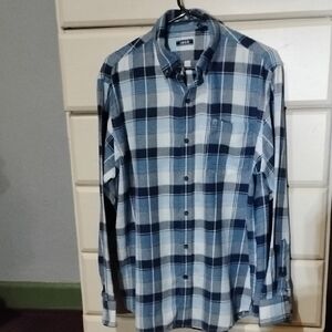 Izod Blue and White Plaid Men's Shirt